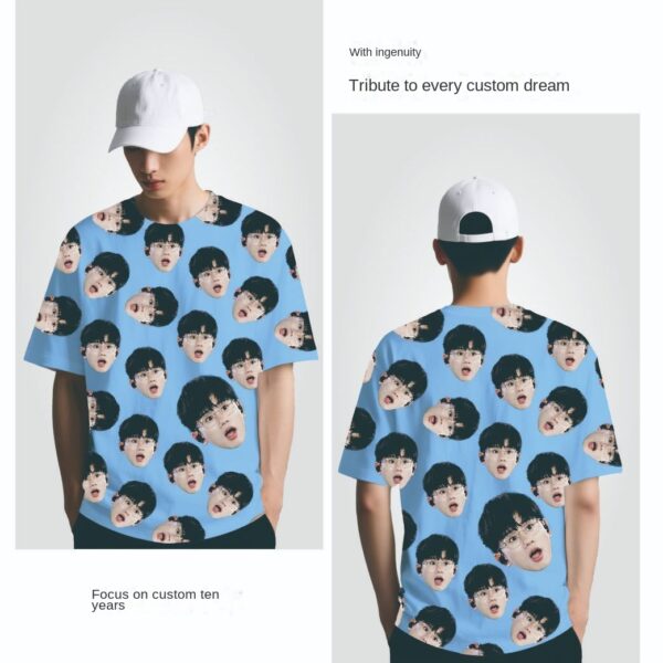 Private custom short sleeved T-shirt, shorts, socks (DIY birthday gift based on avatar photo) - 图片 13