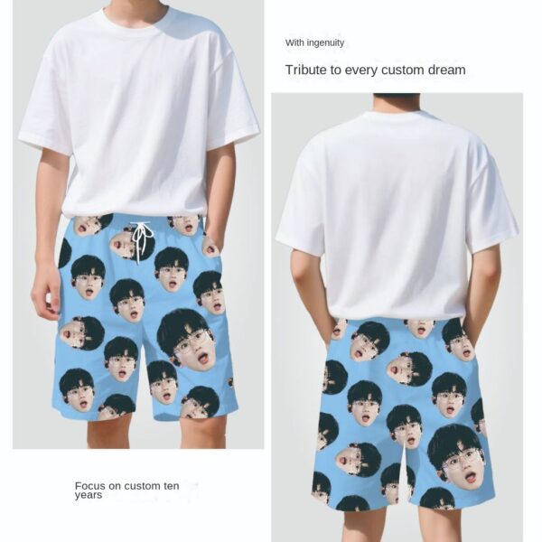 Private custom short sleeved T-shirt, shorts, socks (DIY birthday gift based on avatar photo) - 图片 11
