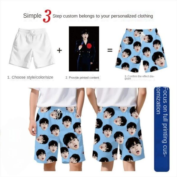 Private custom short sleeved T-shirt, shorts, socks (DIY birthday gift based on avatar photo) - 图片 10
