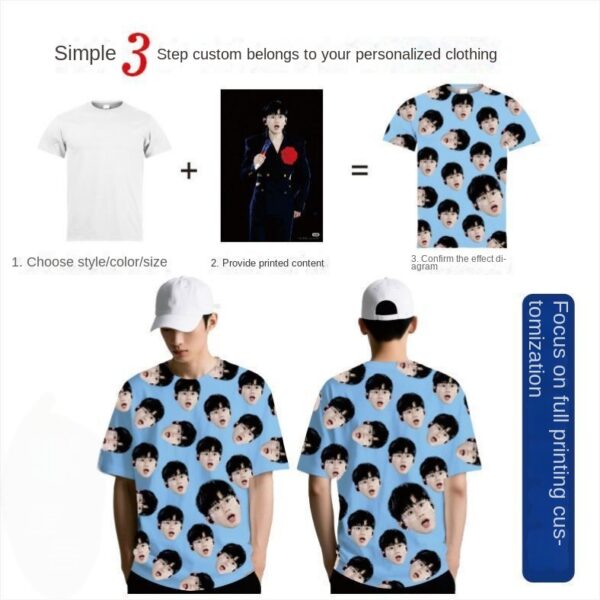 Private custom short sleeved T-shirt, shorts, socks (DIY birthday gift based on avatar photo) - 图片 9